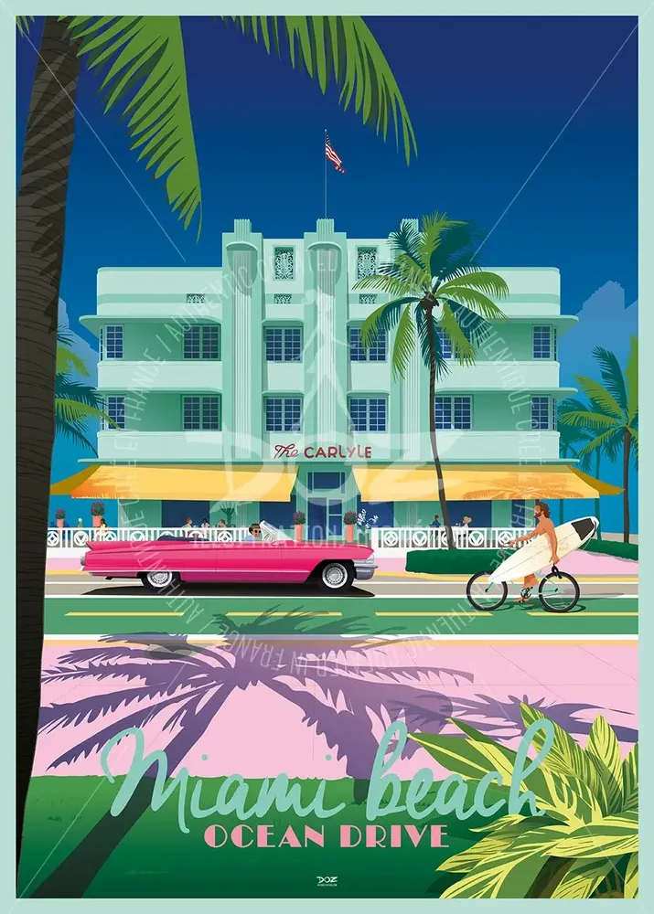 Poster - DOZ poster - Miami Beach - Ocean Drive - LA MAISON JOSÉPHINE