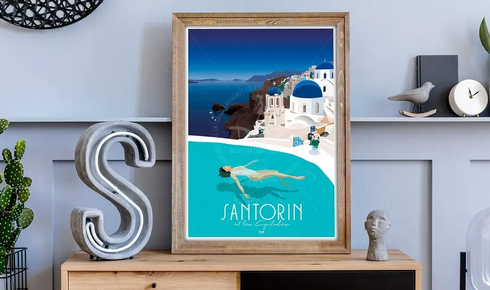 Affiches - Affiche DOZ Santorin - Oia - Grèce - LA MAISON JOSÉPHINE