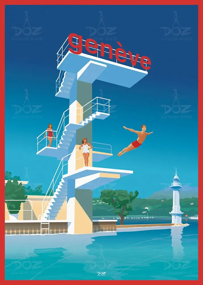 Affiches - Affiche DOZ - La Suisse - Genève - Les Bains des Pâquis - LA MAISON JOSÉPHINE