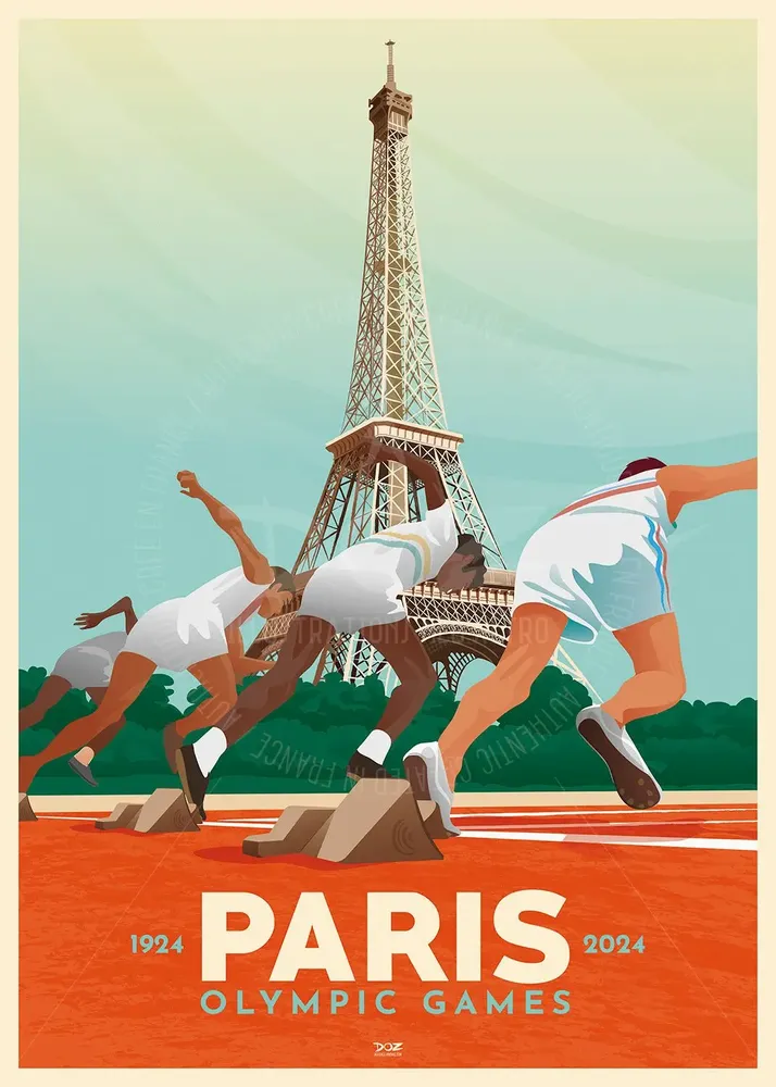 Poster - DOZ poster - Paris Olympic Games 1924 - 2024 - Eiffel Tower - LA MAISON JOSÉPHINE