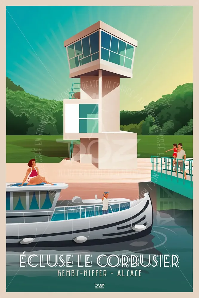 Affiches - Affiche DOZ Ecluse Le Corbusier de Kembs-Niffer - LA MAISON JOSÉPHINE