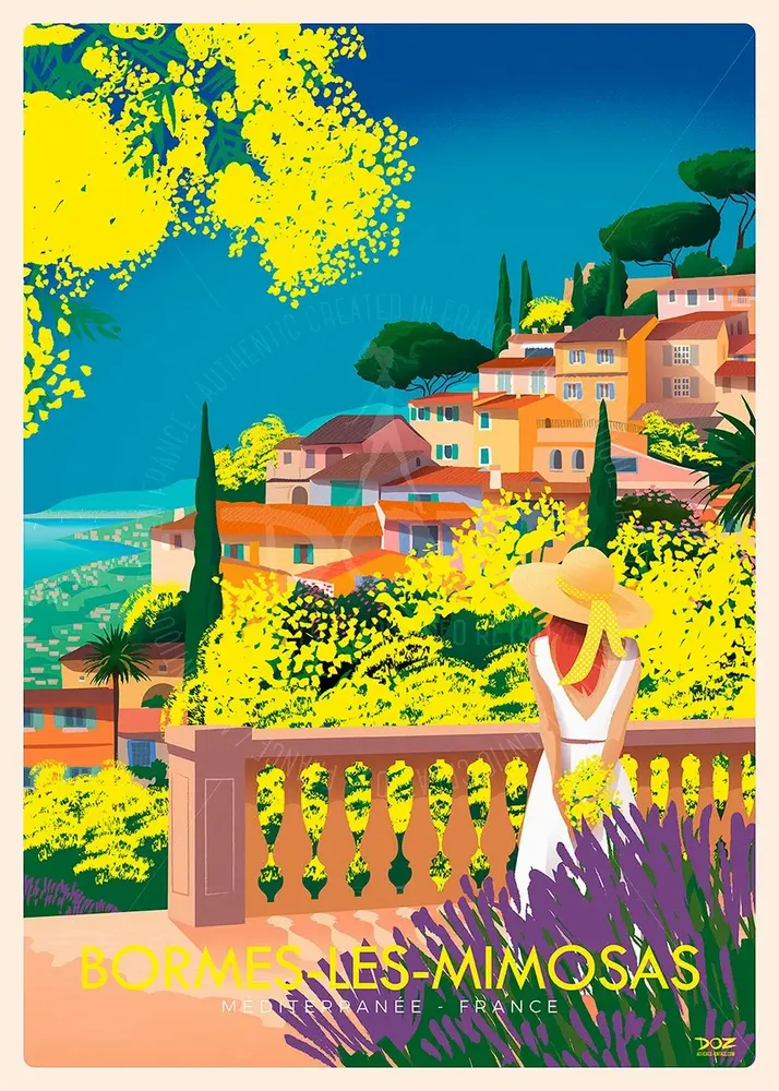 Affiches - Affiche DOZ Bormes-les-Mimosas - les fleurs - LA MAISON JOSÉPHINE