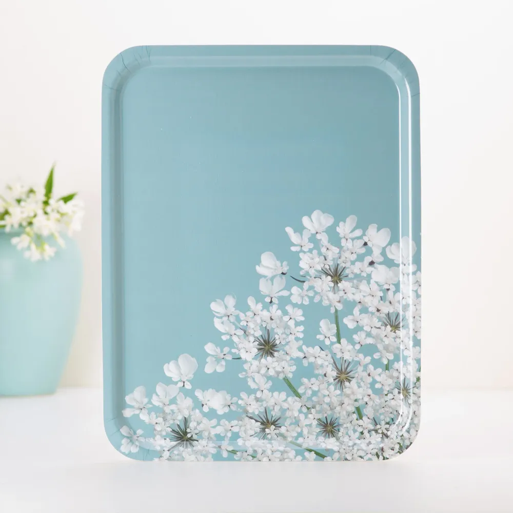Plateaux - Plateau de service rectangulaire en bois - Fleurs des champs 43x33 cm - MONBOPLATO