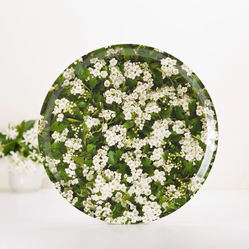 Plateaux - Plateau de service rond en bois - Fleurs de printemps 38 cm - MONBOPLATO