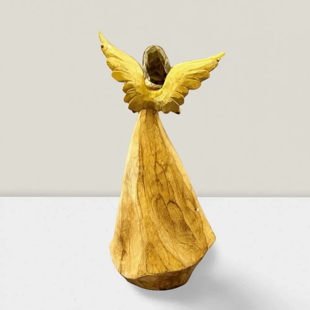 Crèches et santons - Figurine d’Ange de Noël – Finition Bois Naturel - BLUE STAR B.V.
