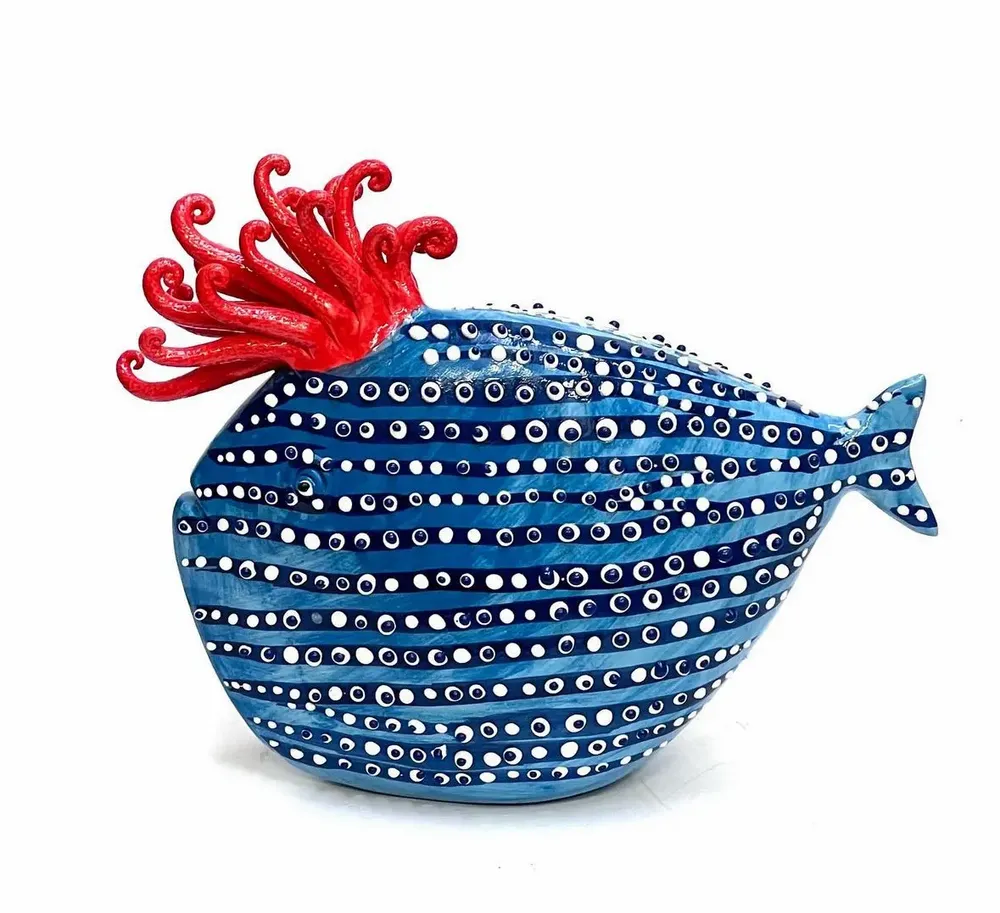 Objets personnalisables - Sculpture en céramiqué realisée à main, personalisable, Italy POISSON - MOSCHE BIANCHE
