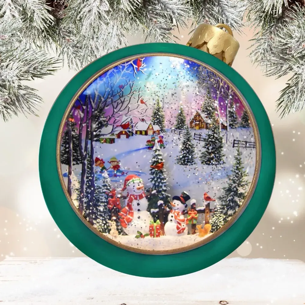 Autres décorations de Noël - Boule à Neige LED Ornement de Noël – Scène Village Bonhomme de Neige Hivernal (LED Blanc Chaud & Musique) – Option DC - BLUE STAR B.V.
