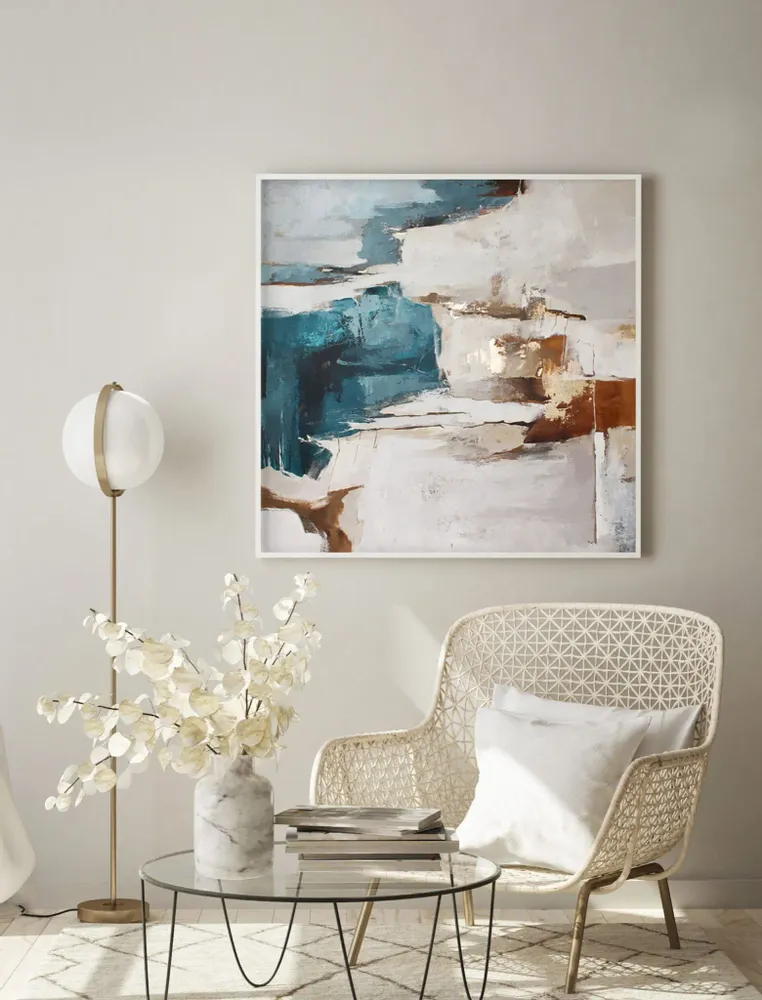 Paintings - Abstract handmade original series of paintings in blue gold "Sobriety" - MATISS ART STUDIO