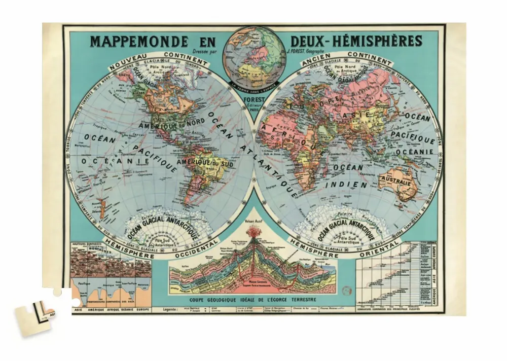 Cadeaux - Puzzle Mappemonde 1500 pièces - LES JOLIES PLANCHES