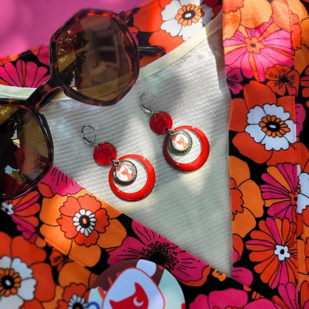 Jewelry - CALI earrings (Cabochon collection) - UN CHAT QU'A SA PUCE