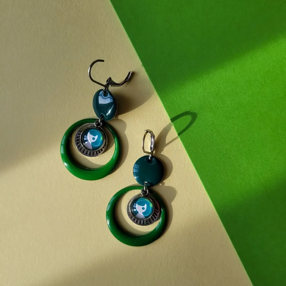 Jewelry - CALI earrings (Cabochon collection) - UN CHAT QU'A SA PUCE