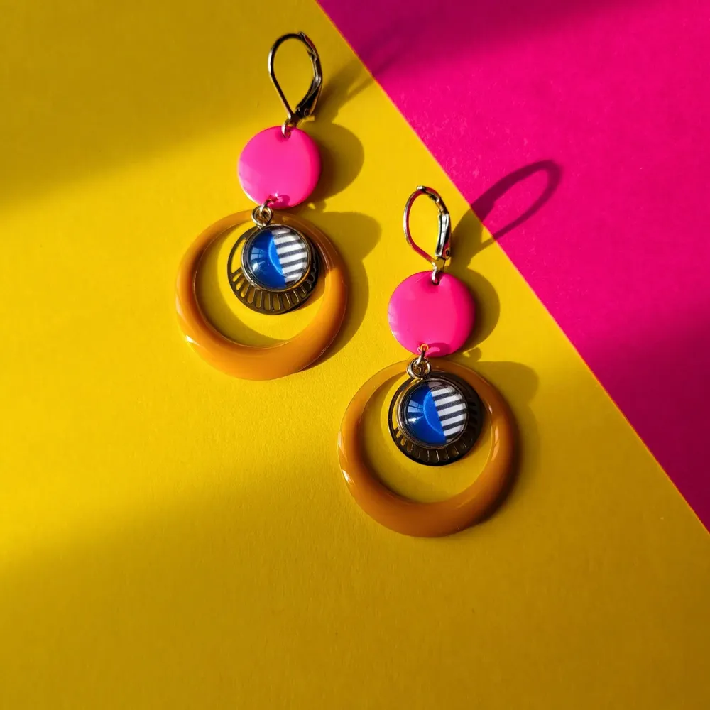 Jewelry - CALI earrings (Cabochon collection) - UN CHAT QU'A SA PUCE