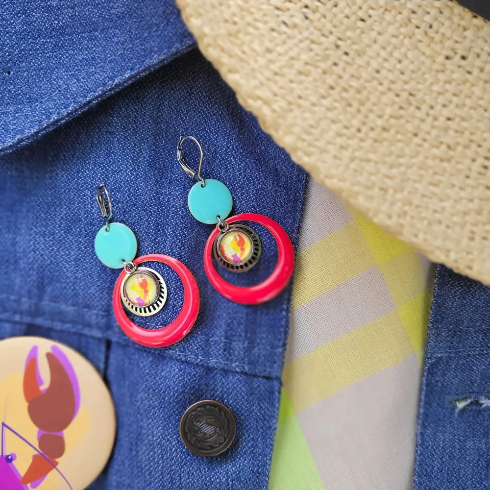 Jewelry - CALI earrings (Cabochon collection) - UN CHAT QU'A SA PUCE