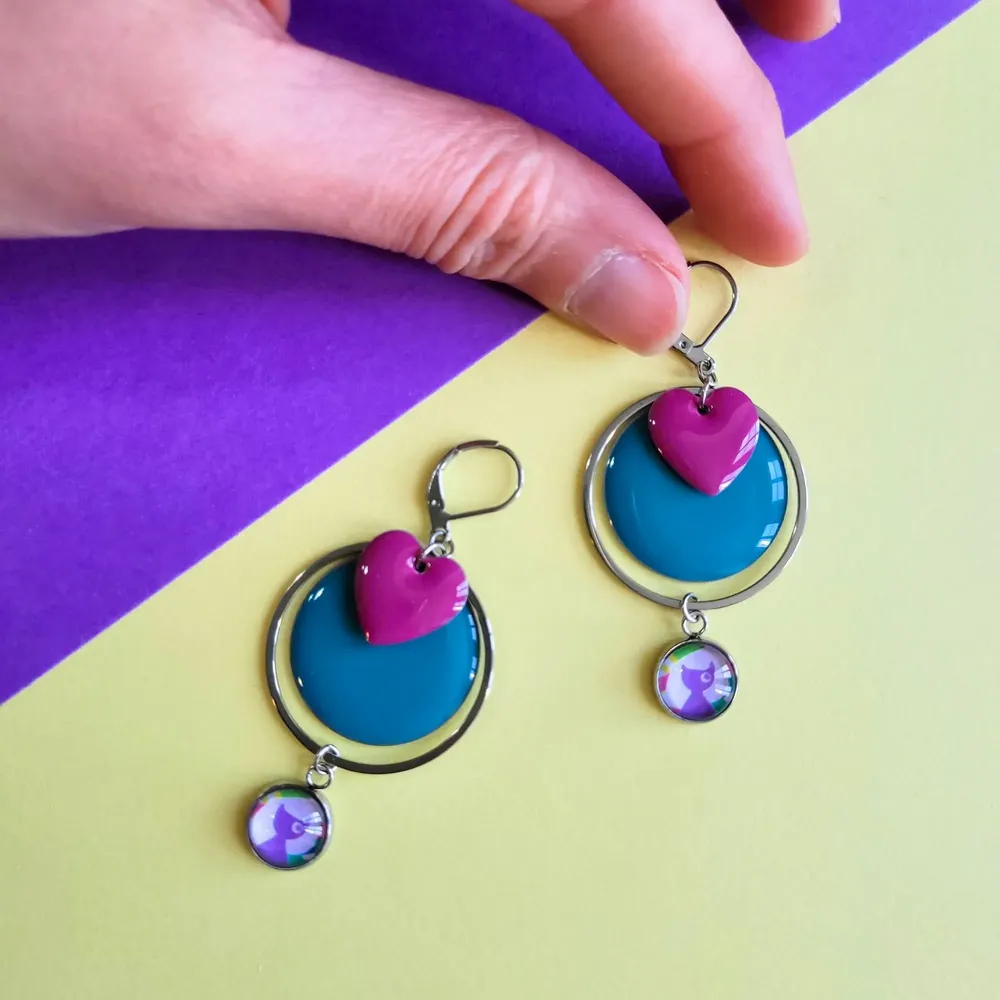 Apparel - POPAYAN earrings (cabochon collection) - UN CHAT QU'A SA PUCE