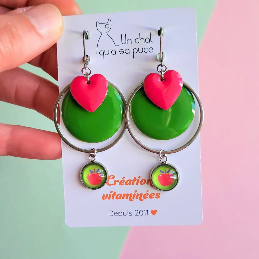 Apparel - POPAYAN earrings (cabochon collection) - UN CHAT QU'A SA PUCE