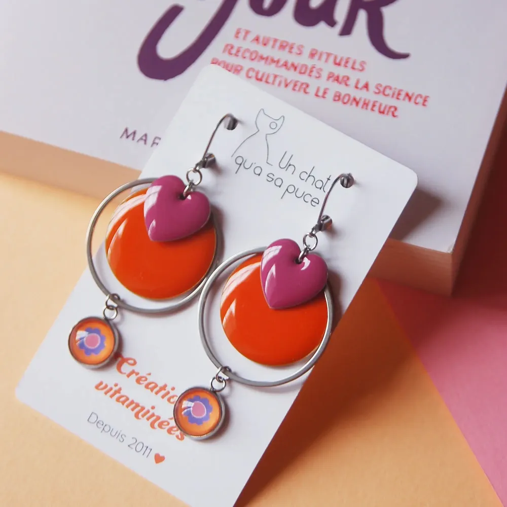 Apparel - POPAYAN earrings (cabochon collection) - UN CHAT QU'A SA PUCE