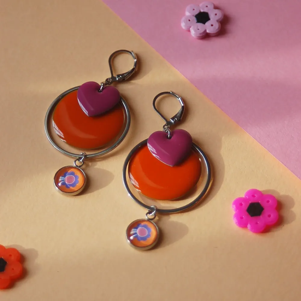 Apparel - POPAYAN earrings (cabochon collection) - UN CHAT QU'A SA PUCE