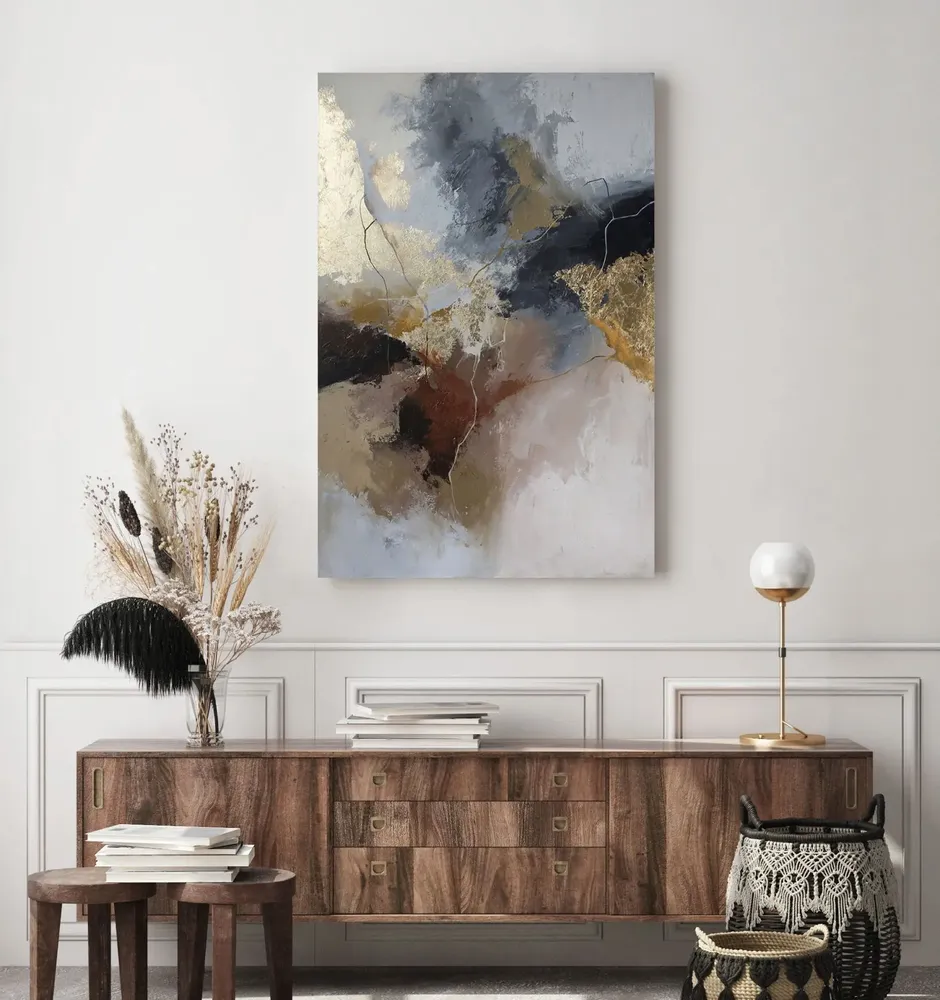 Paintings - Handmade abstract paintings series in gray brown « Rime » - MATISS ART STUDIO