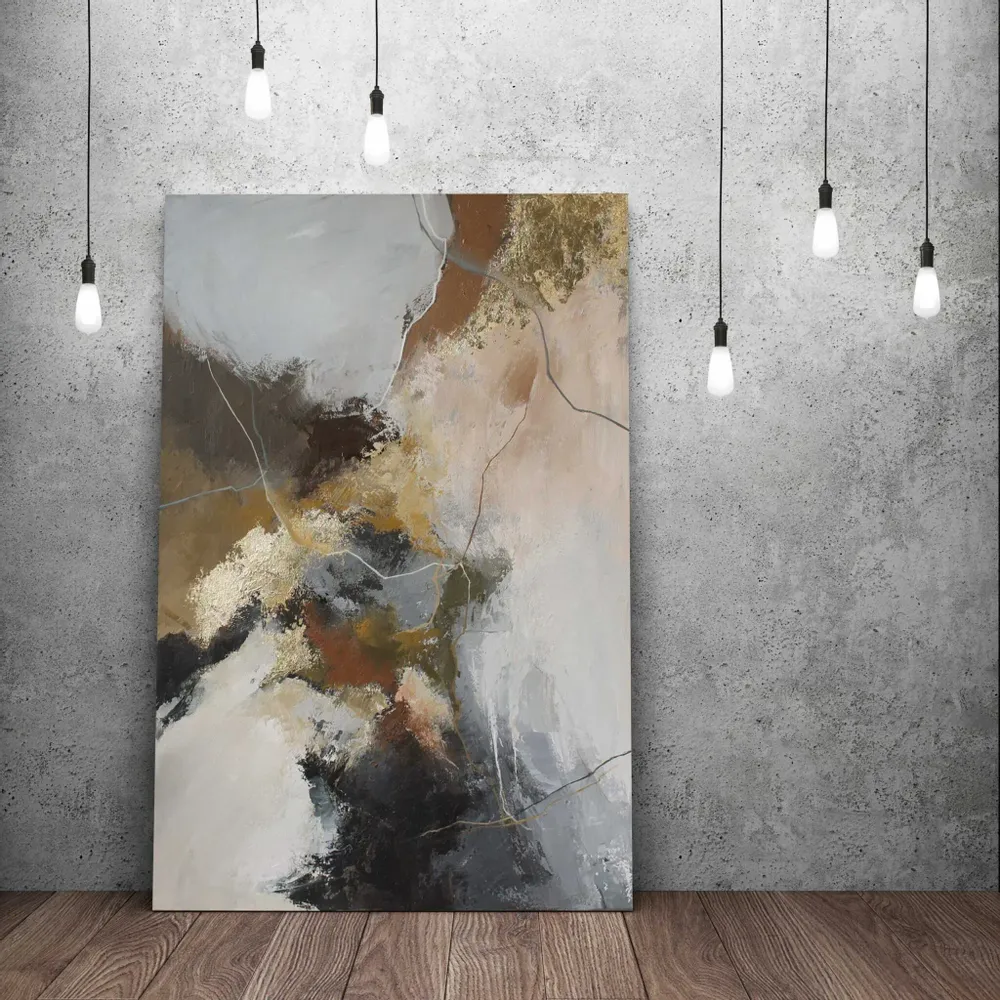 Paintings - Handmade abstract paintings series in gray brown « Rime » - MATISS ART STUDIO