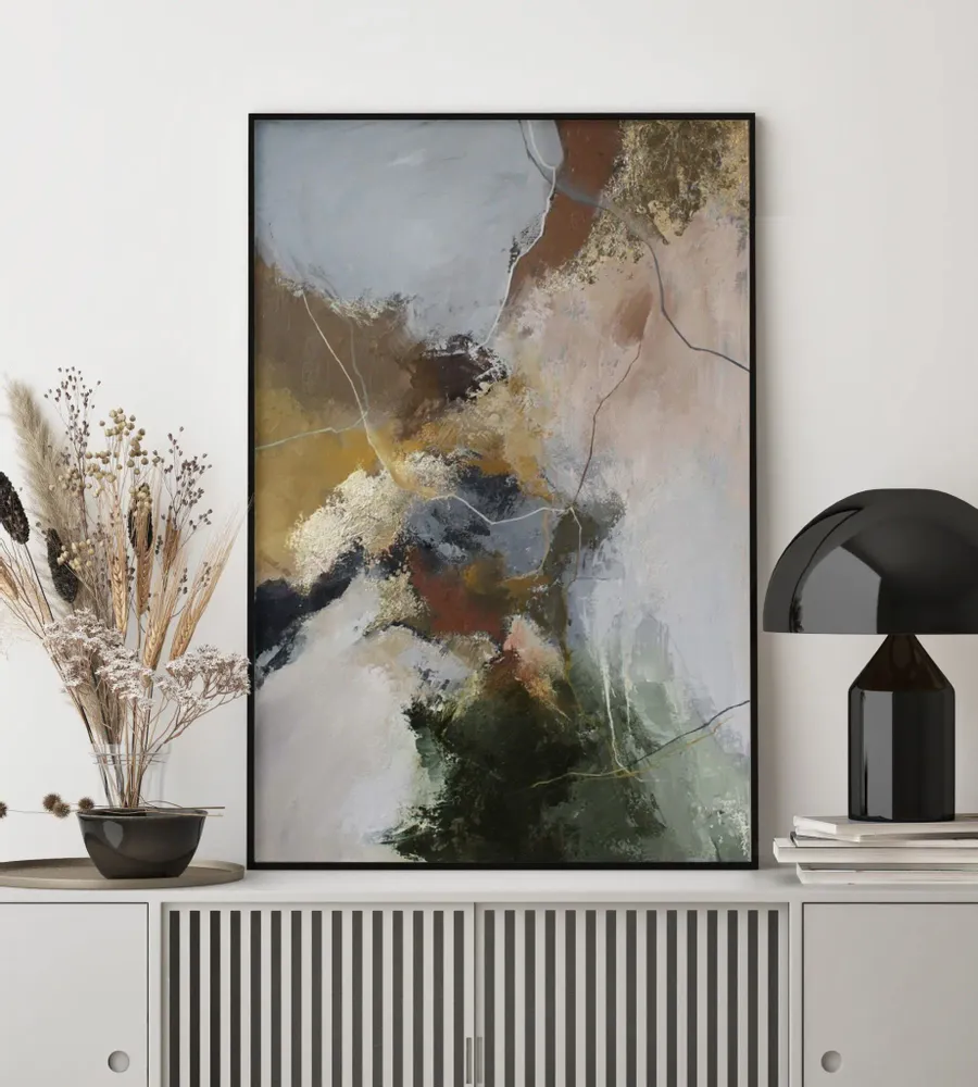 Paintings - Handmade abstract paintings series in gray brown « Rime » - MATISS ART STUDIO