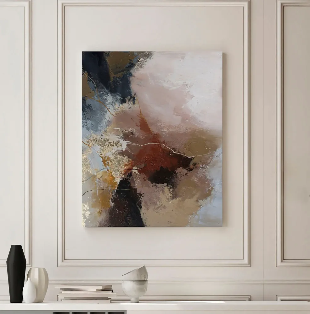 Paintings - Handmade abstract paintings series in gray brown « Rime » - MATISS ART STUDIO