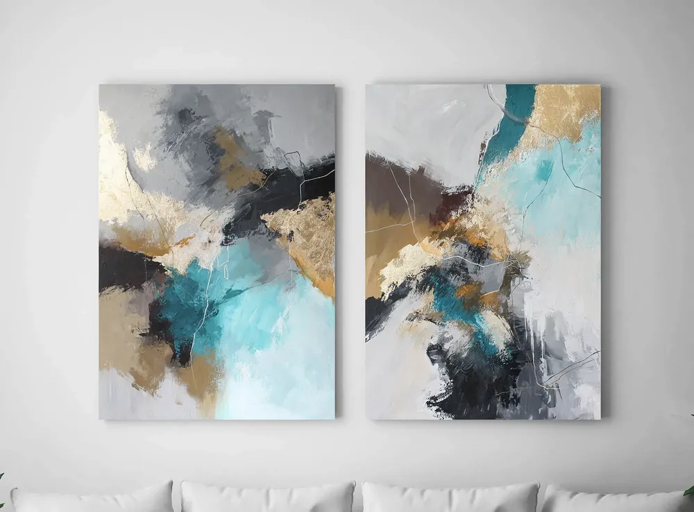 Paintings - Handmade abstract paintings series in gray brown « Rime » - MATISS ART STUDIO