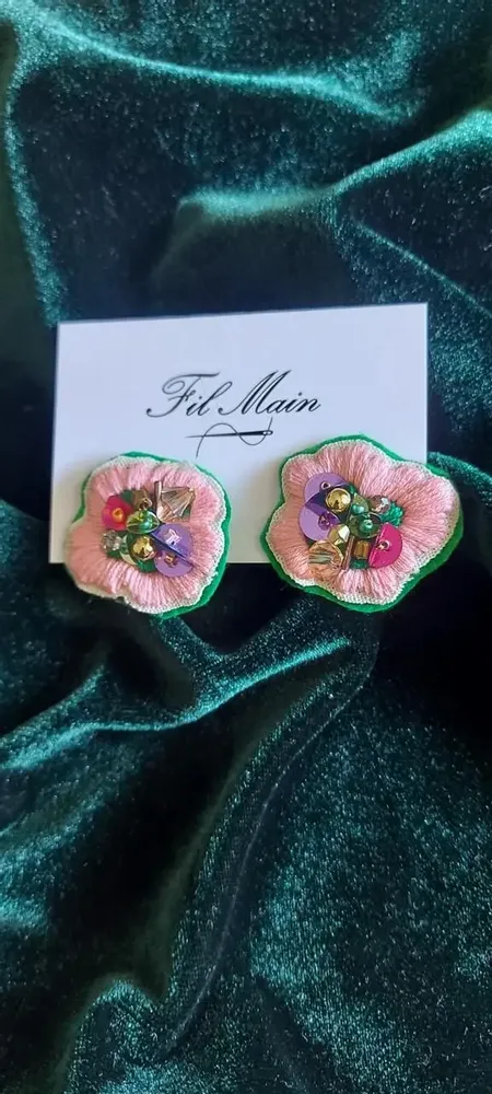 Bijoux - Boucles d'oreilles en forme de fleur - FIL MAIN