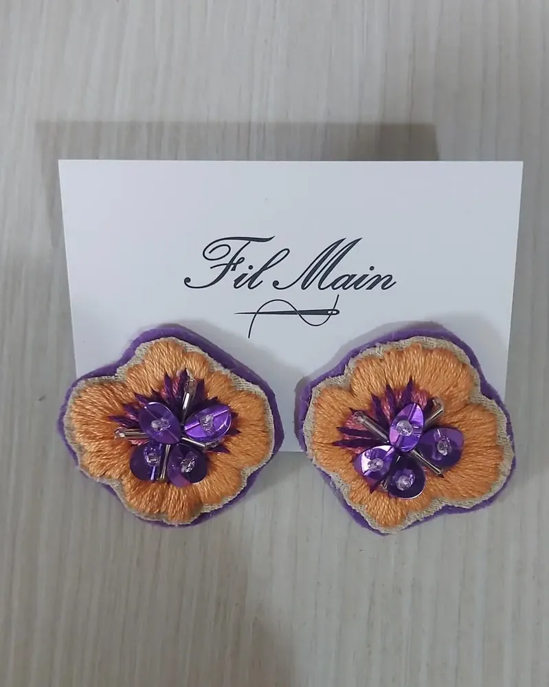 Bijoux - Boucles d'oreilles en forme de fleur - FIL MAIN
