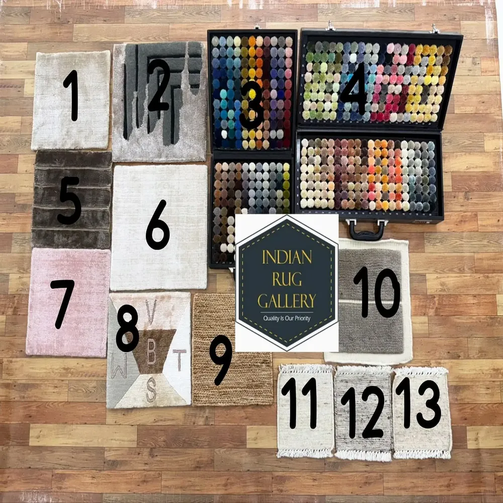 Bespoke carpets - Rug Samples Pack Free For Designers and Studios Color Poms Boxes - INDIAN RUG GALLERY
