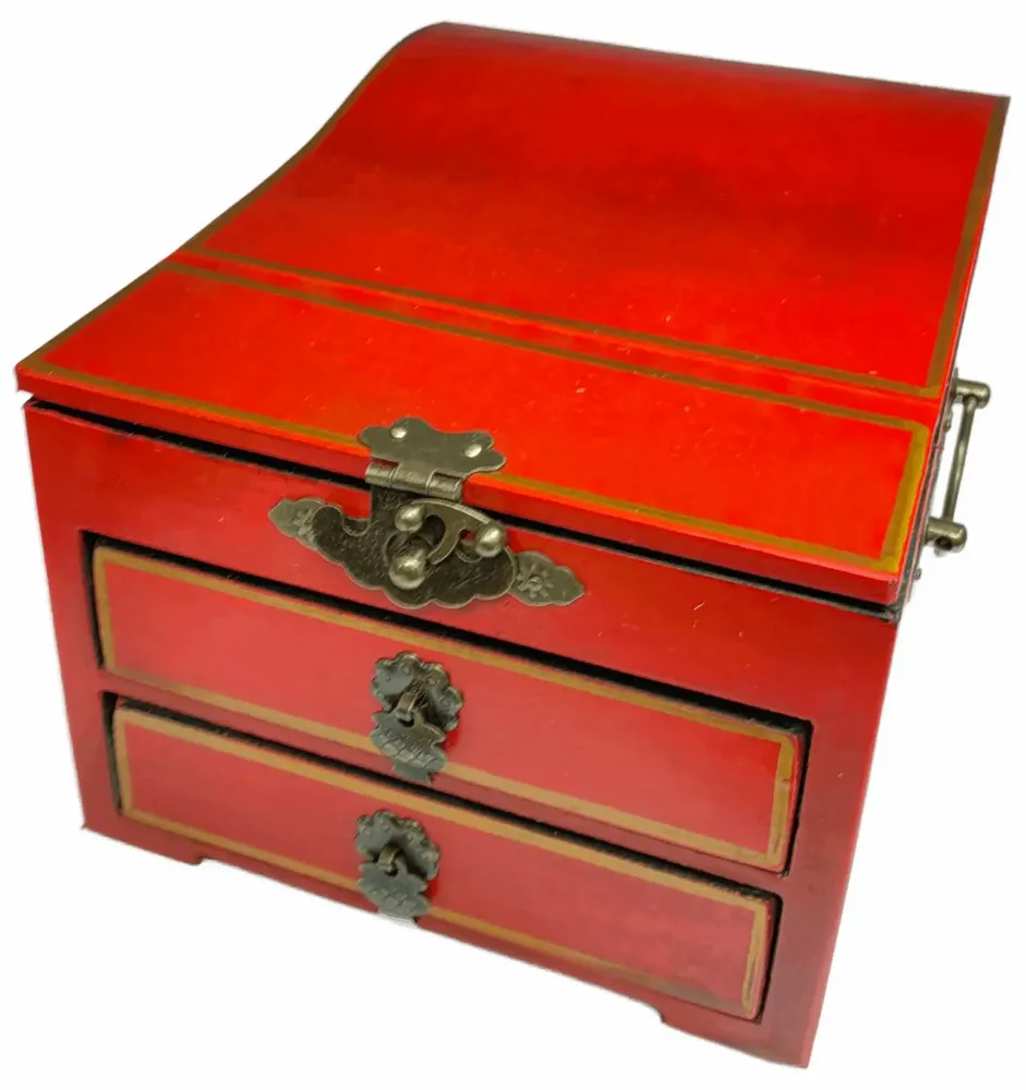 Decorative objects - Red Lacquered Jewelry Box - GALERIE D'ORIENT