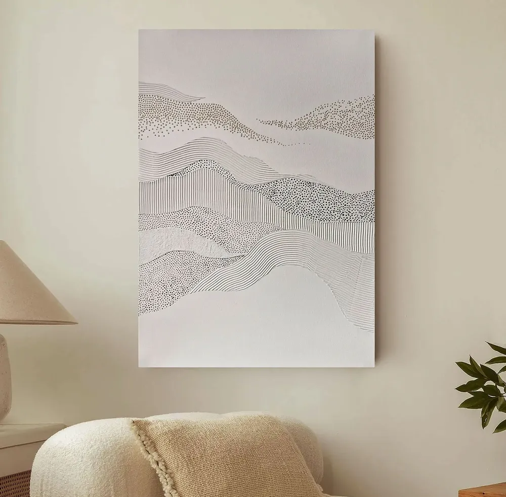 Office design and planning - Handmade abstract paintings textured series « Fluency » - MATISS ART STUDIO
