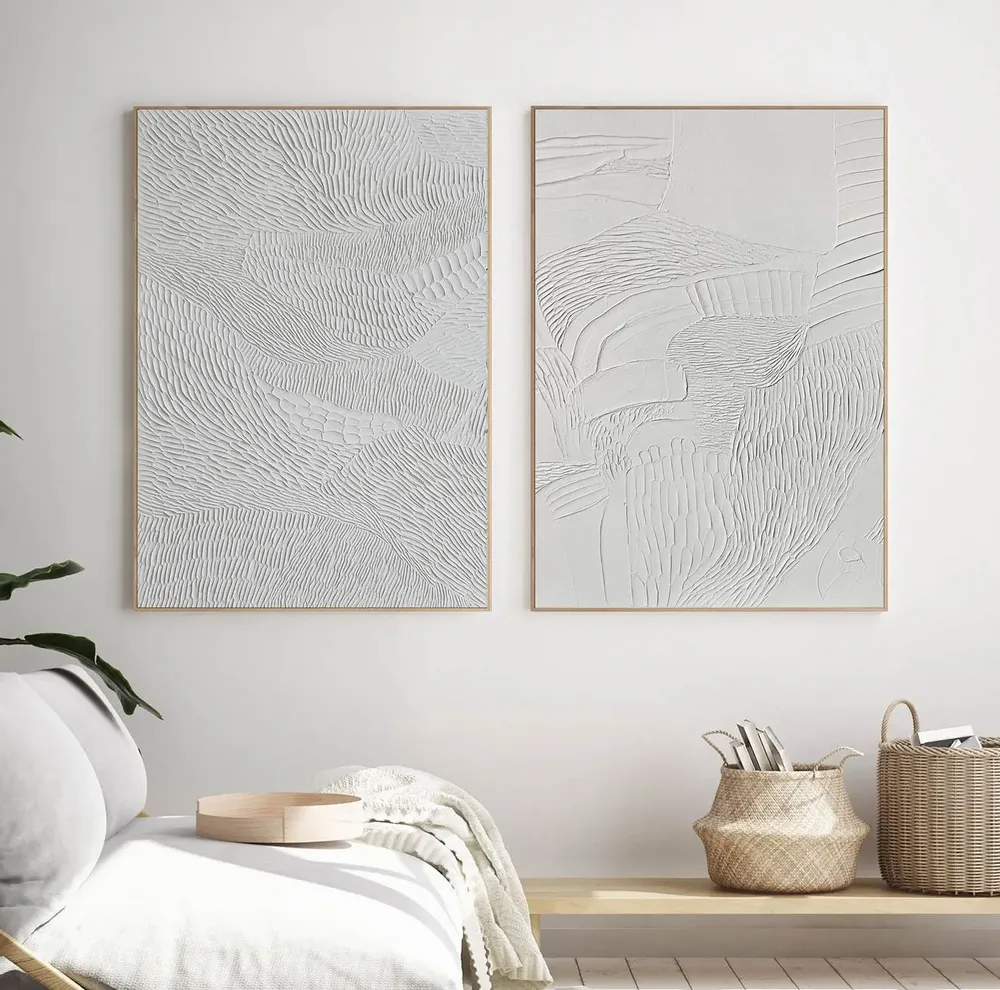 Office design and planning - Handmade abstract paintings textured series « Fluency » - MATISS ART STUDIO