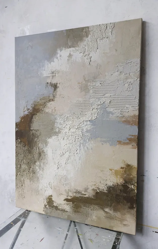 Office design and planning - Handmade abstract paintings textured series « Fjord » - MATISS ART STUDIO