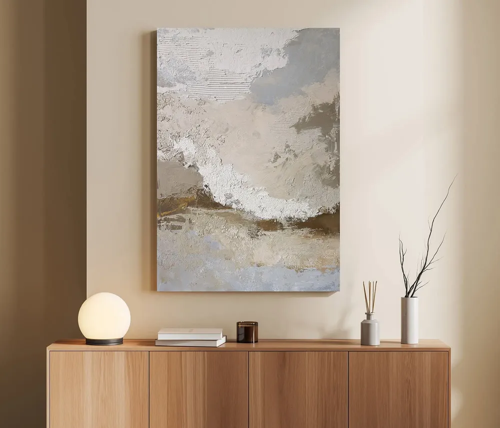 Office design and planning - Handmade abstract paintings textured series « Fjord » - MATISS ART STUDIO
