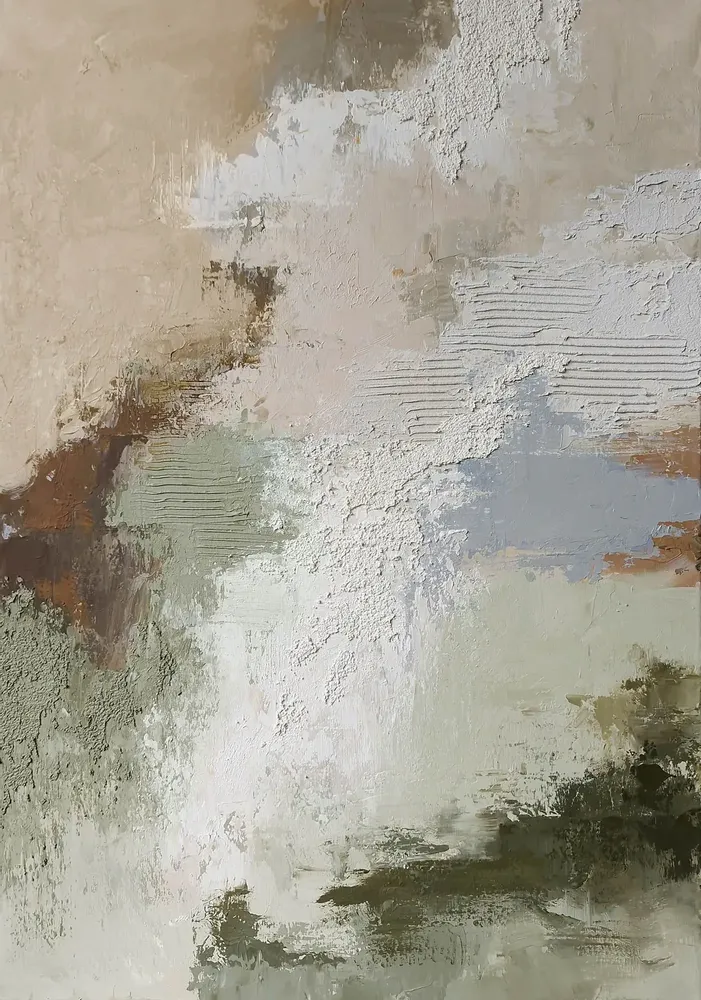 Office design and planning - Handmade abstract paintings textured series « Fjord » - MATISS ART STUDIO