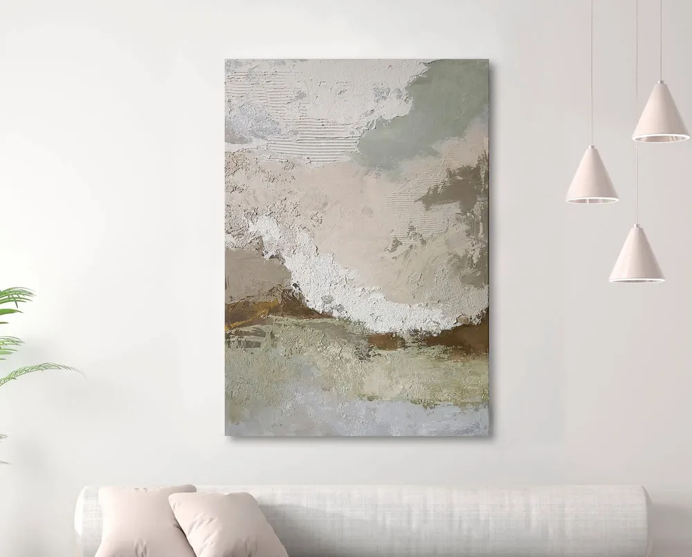 Office design and planning - Handmade abstract paintings textured series « Fjord » - MATISS ART STUDIO