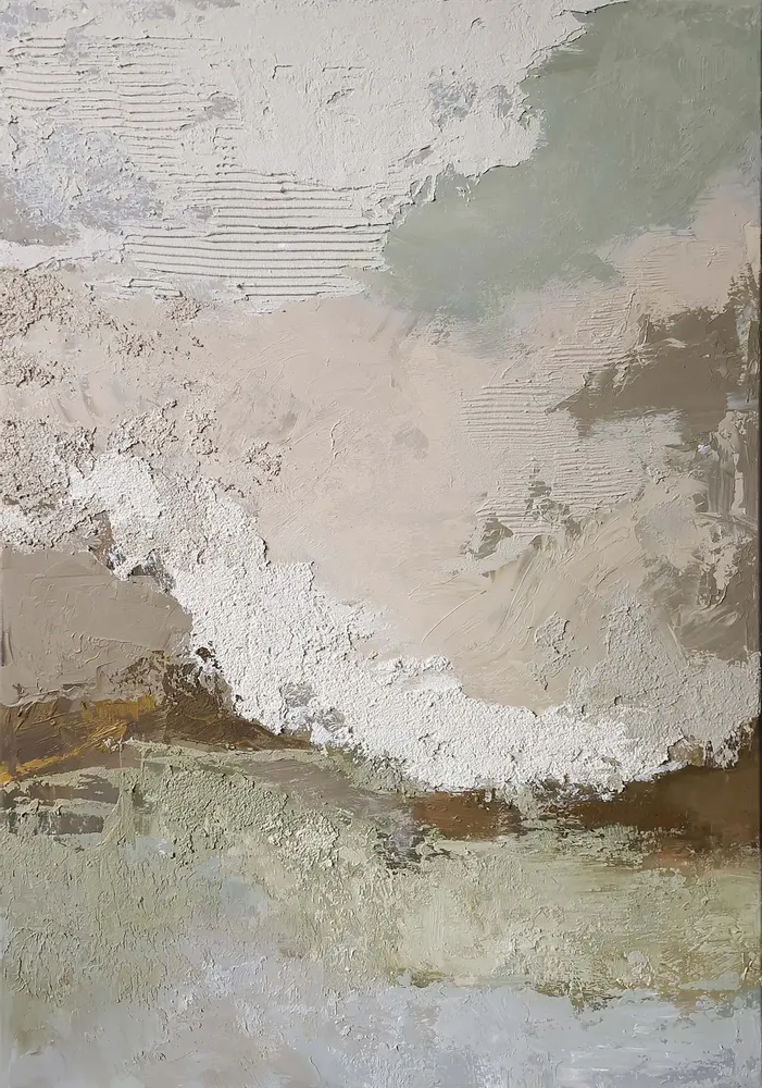 Office design and planning - Handmade abstract paintings textured series « Fjord » - MATISS ART STUDIO