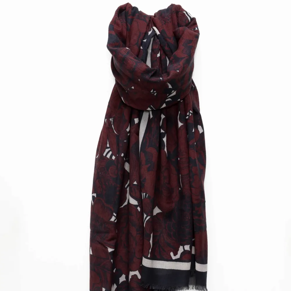 Scarves - GENZO burgundy wool blend scarf - MONSIEUR CHARLI