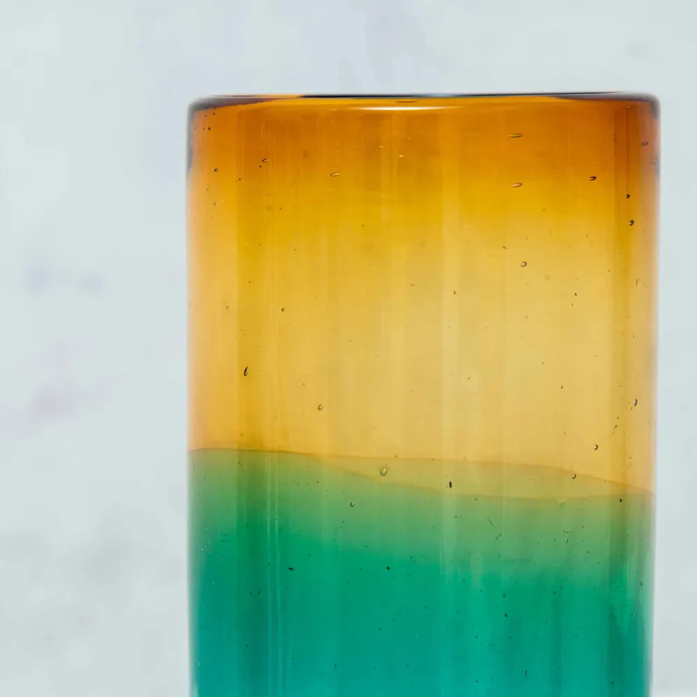 Glass - Blown Glass in Amber and Turquoise - HUAKAL