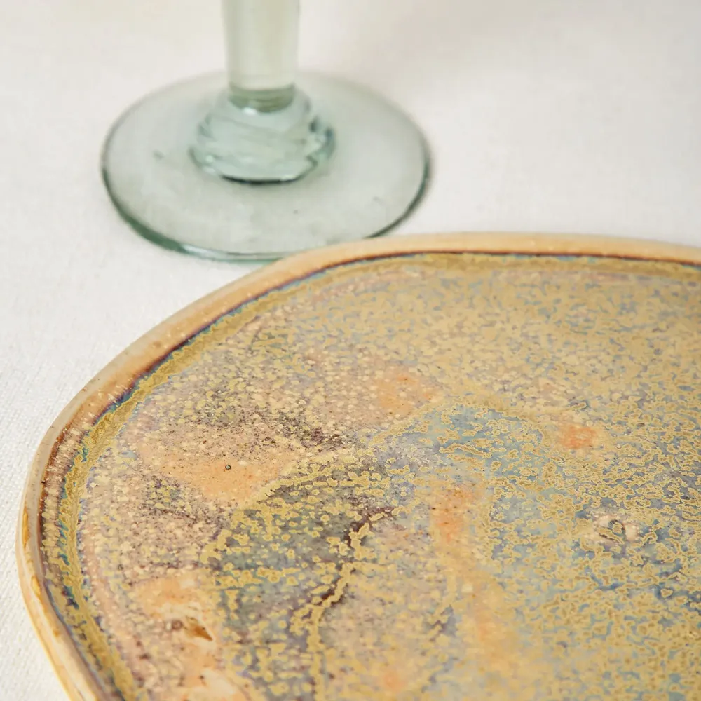 Formal plates - Ceramic Plate Kalimori in Earth and Green Tones - HUAKAL