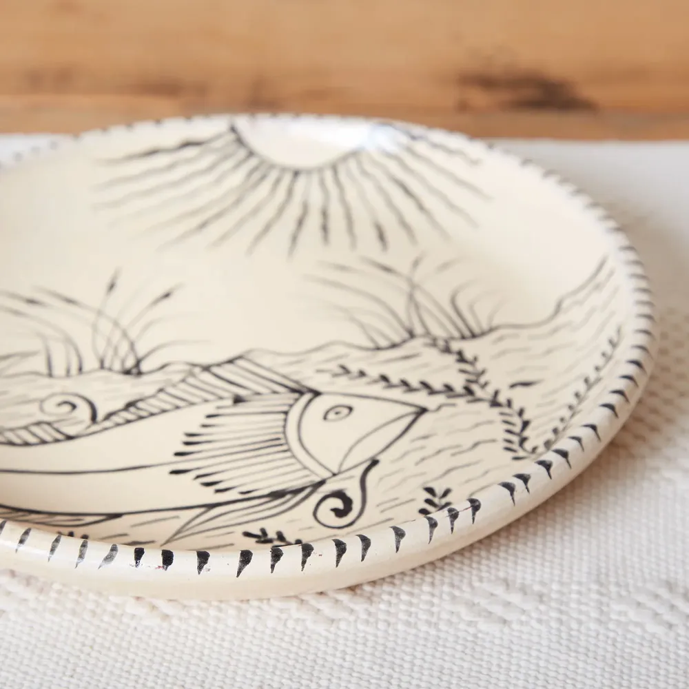 Formal plates - Burnished Clay Plate, Fish Collection - HUAKAL