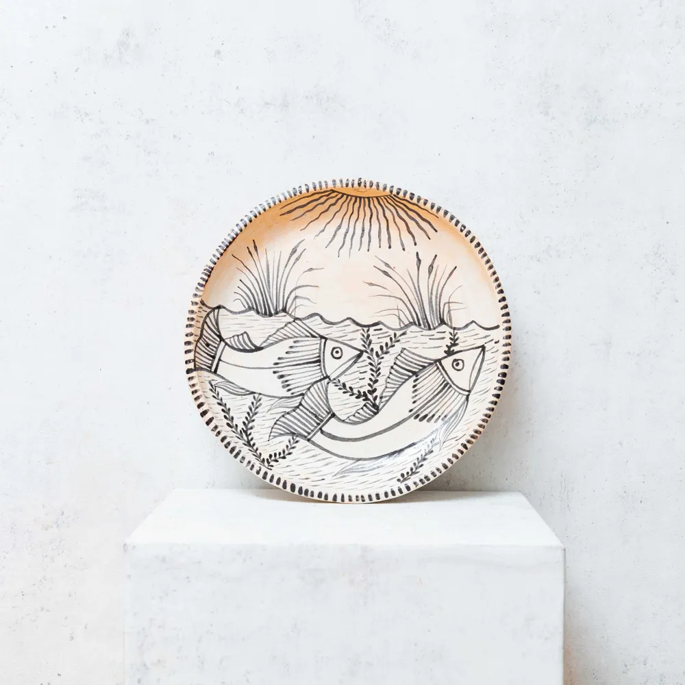 Formal plates - Burnished Clay Plate, Fish Collection - HUAKAL