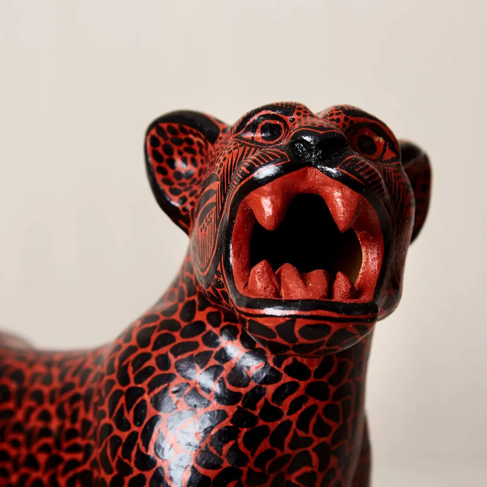 Unique pieces - Medium Painted Clay Jaguar - HUAKAL