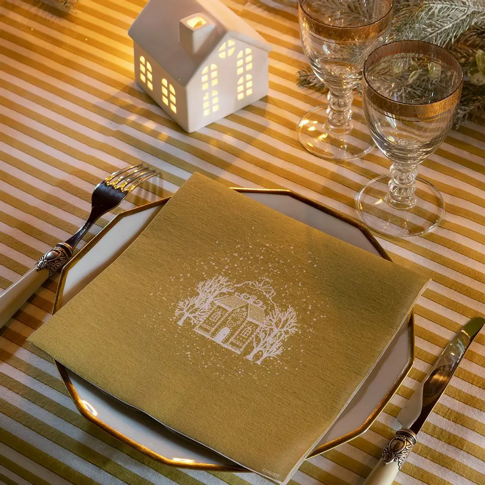 Napkins - GOLD GINGERBREAD HOUSE - FRANÇOISE PAVIOT