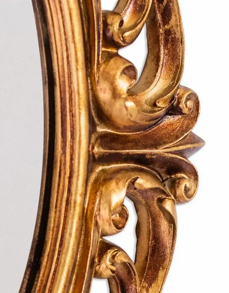 Mirrors - Antique Gold Ornate Baroque Oval Wall Mirror - MCGOWAN RUTHERFORD LTD