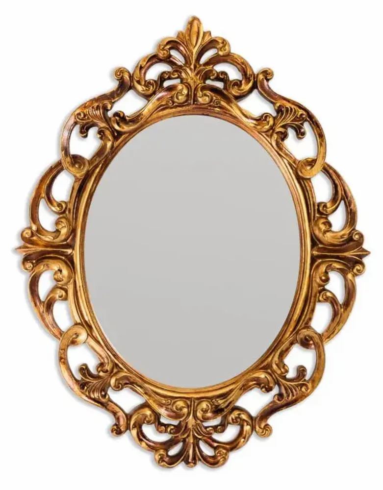 Mirrors - Antique Gold Ornate Baroque Oval Wall Mirror - MCGOWAN RUTHERFORD LTD