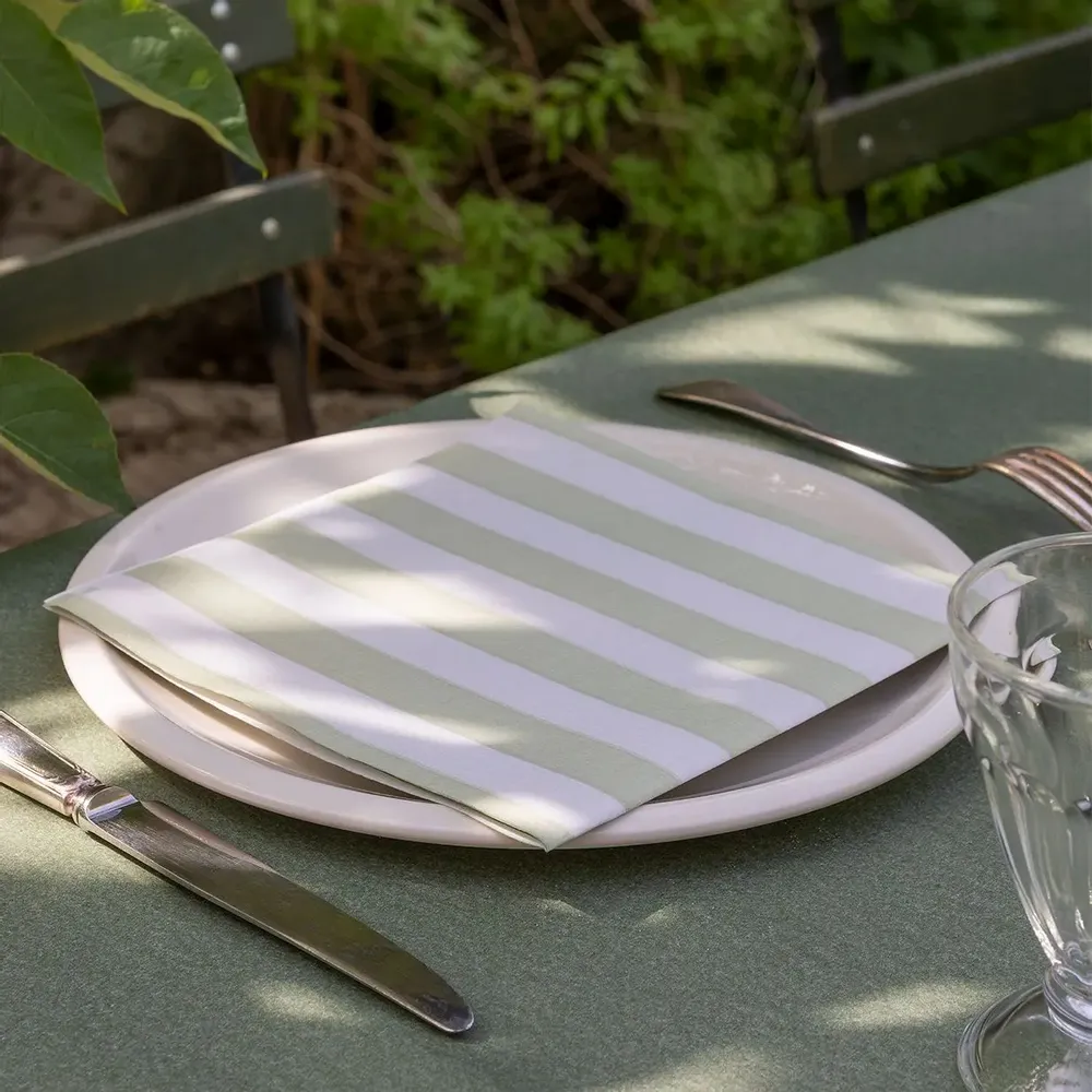 Napkins - OLIVE STRIPE - FRANÇOISE PAVIOT