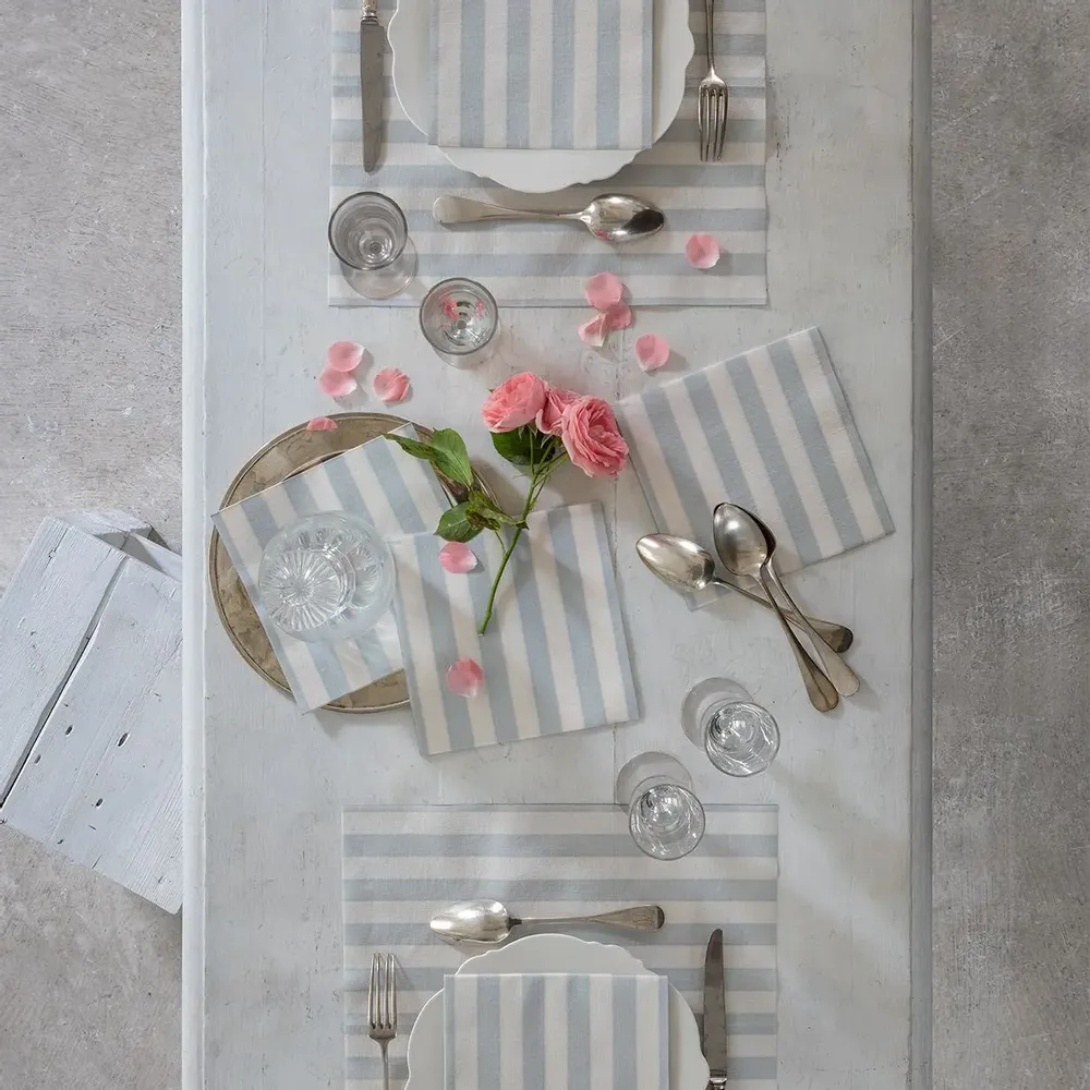 Napkins - BLUE GRAY STRIPE - FRANÇOISE PAVIOT