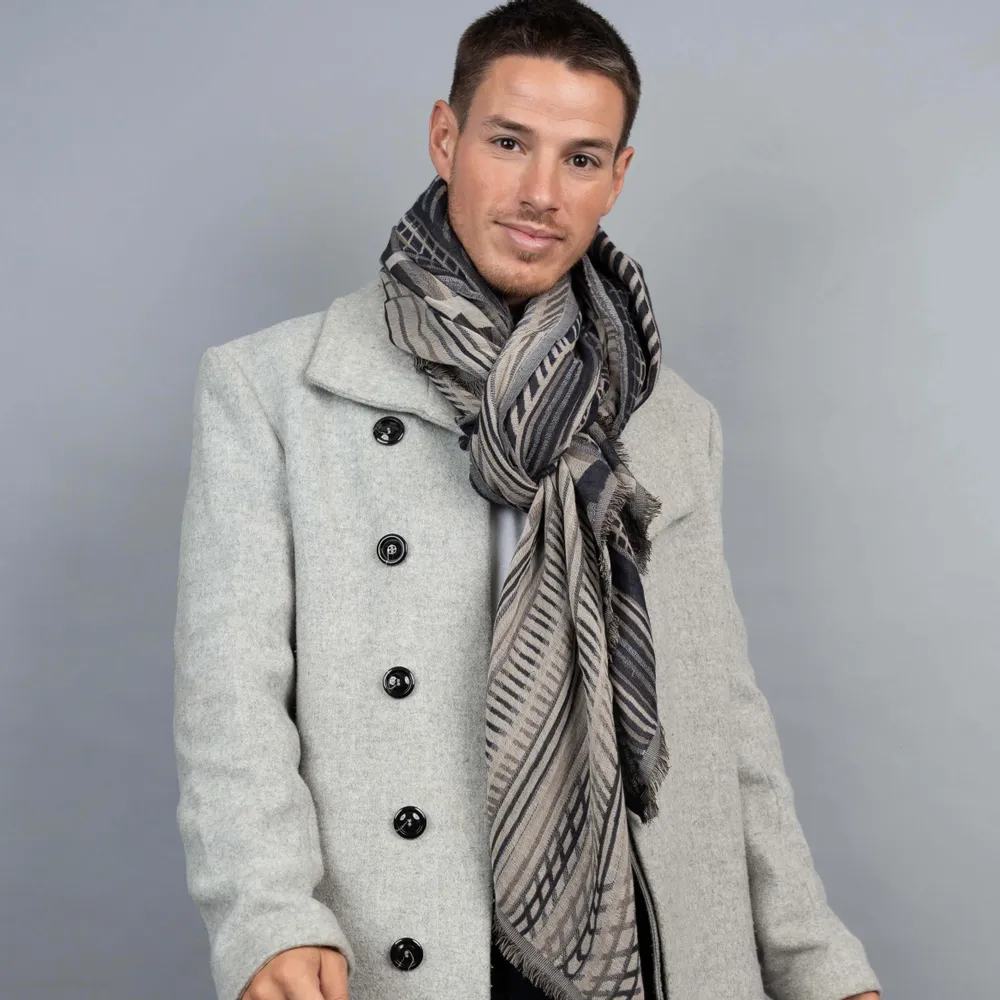 Scarves - CHARLEMAGNE blueberry wool scarf - MONSIEUR CHARLI