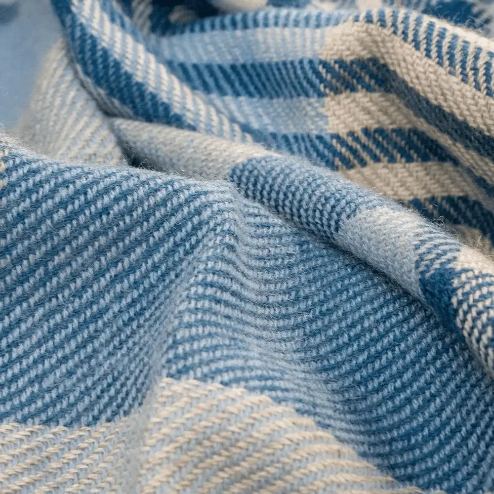 Scarves - LARGO blue acrylic and wool scarf - MONSIEUR CHARLI